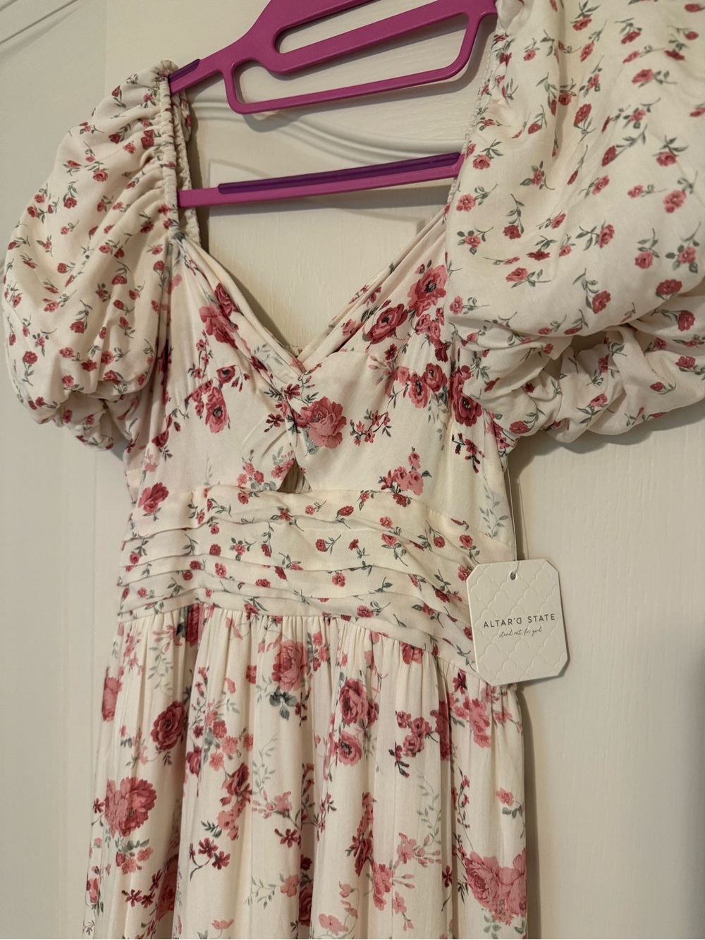 NWT Altar’d State Solana Floral Maxi Dress in Cream and Pink Size S - Picture 3 of 4